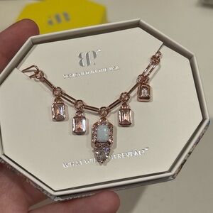 Rose Gold Necklace with Opal and Crystal Accents OCTOBER 2025